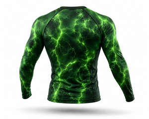 <b>Men's</b> Green Lightning <b>Compression</b> <b>Shirt</b> Long Sleeve Rash Guard Gym Fitness Workout Athletic Base Layer Performance Sportswear - Product Image 3
