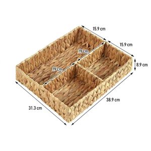 Kitchen <b>Storage</b> <b>Tray</b> Handmade Woven Natural Water Hyacinth Organizer for Countertop and Pantry Decorative <b>Trays</b> - Product Image 2