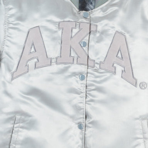 <b>Silver</b> Star Full Length Vintage Bomber <b>Jacket</b> <b>Women</b> Retro Varsity Style Casual Streetwear Lightweight Cotton Embroidery Fashion - Product Image 6