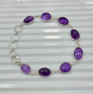Purple Amethyst Cabochon <b>Bracelet</b> Sterling Silver Handmade Gemstone <b>Bracelet</b> Purple Amethyst <b>Bracelet</b> Amethyst Cabochon <b>Bracelet</b> - Product Image 1