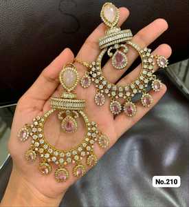 Colliers ras du cou indiens RK Art Jewelry en laiton plaqué or avec zircone cubique et moissanite pour femmes, modèle n° 210 - Product Image 4