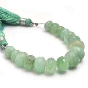 Cuentas verdes con forma de Rondelle facetadas de Esmeralda rusa Natural 8x8mm-12x12mm hilo de piedras preciosas de 4 pulgadas para la fabricación de joyas - Product Image 1