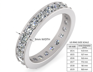 แหวนแพลตตินั่มทรงมรกต ประดับเพชรแบบพาเว่เต็มวง ขนาด 4.4 มม. ได้รับการรับรองจาก IGI ดีไซน์ทันสมัย เหมาะสำหรับงานแต่งงาน ครบรอบแต่งงาน หรือเป็นของขวัญสำหรับทุกเพศ - Product Image 1