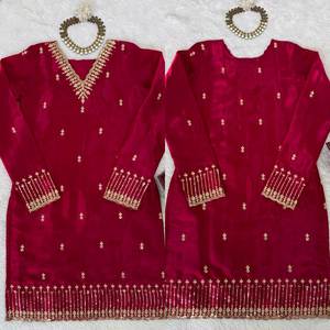 Sharara Sahara de terciopelo de viscosa pesado, artesanal, moderno, étnico, con lentejuelas, de georgette sintética fluida, sin arrugas en los cuatro lados, para boda - Product Image 5