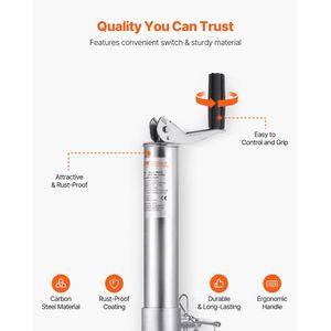 Martinetto a Forcella da 2000 Libbre con Corsa di 14,2 Pollici, Montabile su Gancio di Traino, per Rimorchi da Carico e Utilitari - Product Image 4