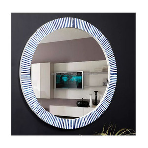 Espejo de pared de resina con incrustaciones de madreperla con acabado pulido diseño Floral de forma redonda de alta calidad para decoración del hogar - Product Image 2