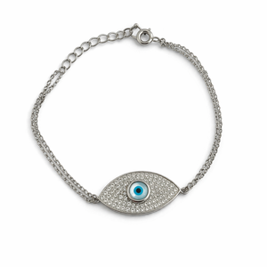 Pulsera de Plata de Ley 925 con Colgante de Zirconia Ojo Azul, Cadena Ajustable, Joyería de Diseño para Mujer, Regalo - Product Image 1