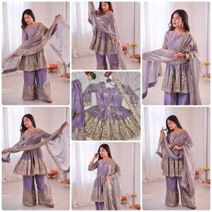 Women's Beautiful Party Wear Kediya-Palazzo and Fancy Dupatta Set new design for 2026 Womens Embroidered Salwar - Product Image 3