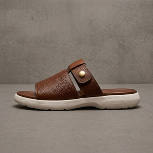 High Quality Genuine Leather Mens Slippers Foam Midsole <b>Rubber</b> Outsole Slip Resistant Casual Summer Comfortable 2026 Slip-on - Product Image 3