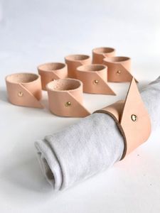 Anillo para Servilletas de Cuero Vacuno Hecho a Mano de Primera Calidad, Costura Fina, Decoración de Mesa, Elegante, para Cocina, Comedor y Eventos - Product Image 2