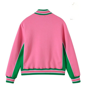 AKA Air Tech Fleece <b>Warm</b> Up Jacket Pink Green Women Chenille Embroidery Greek Letter Premium Quality Zip Up Athletic Fit - Product Image 2
