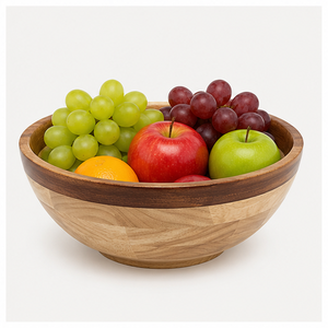 Custom Eco-Friendly Two-Tone Wood Salad <b>Bowl</b> <b>Large</b> Handcrafted Natural Wood Serving <b>Bowl</b> for Fruit and Snacks Tableware - Product Image 4