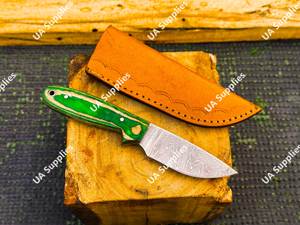 Factory Direct Custom Handmade Damascus Steel Razor <b>Sharp</b> Drop Point Camping Skinner <b>Knife</b> Fixed OEM Customizable Pakka Wood - Product Image 2