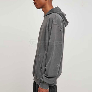 Stylish Washed Distressed <b>Hoodie</b> For Men Premium Casual Streetwear Pullover With Soft Comfort - Product Image 3