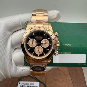Montre automatique de luxe sport chronographe or rose, cadran noir, acier inoxydable, lunette tachymetre, mouvement ETA, pour bracelet - Product Image 1