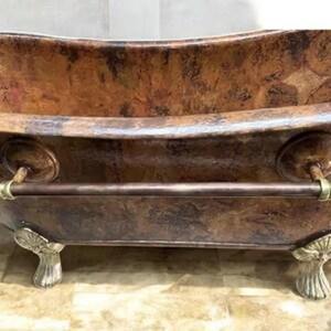 Bañera de cobre estilo antiguo para casas clásicas y vintage, bañera de cobre hecha a mano para baños elegantes inspirados en un spa. - Product Image 4