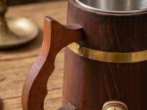 Jarra de Madera Hecha a Mano, Jarra de Cerveza de 600 ml, Jarra de Acero Inoxidable, Regalo para Padrinos de Boda, Estilo Vikingo, Regalo para el Padrino, Taza para Beber - Product Image 3