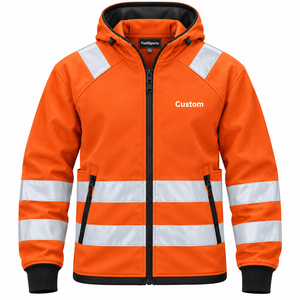 High Visibility Workwear Construction Industrial Sweatshirt <b>Hi</b> <b>Vis</b> Construction Workwear <b>Hoodie</b> Full Zip Reflective Safety - Product Image 3