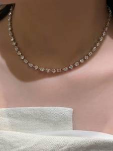 Collar de tenis con diamantes cultivados en laboratorio de 15 quilates de formas mixtas, collar de diamantes con certificación IGI EF VVS VS, collar gargantilla de oro blanco de 14 quilates - Product Image 6