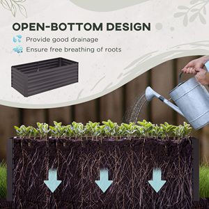 Jardinière surélevée galvanisée 71'' x 36'' x 23'' en acier gris foncé pour extérieur avec barres renforcées, pots et jardinières à fleurs - Product Image 4