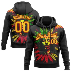 Sudadera con Capucha Deportiva Negra con Diseño 3D en Negro, Amarillo y Rojo, Personalizada y Cosida, Diseño Nuevo de la Industria, Venta al Por Mayor Directa, para el Mes de la Historia Negra - Product Image 1