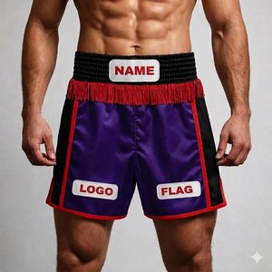 Wholesale Custom Satin Athletic Shorts Breathable Elastic Waist Gym Fitness Sports Trunks <b>Red</b> Fringed Tassel Custom Teamwear - Product Image 3