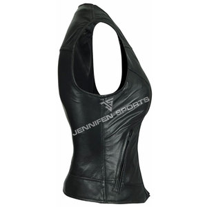 Chaleco de Motociclista para Mujer, de Cuero de Oveja Suave, con Múltiples Bolsillos, Resistente al Viento, para Invierno - Product Image 3