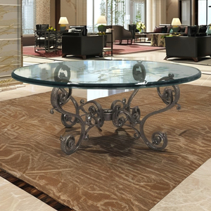 Table basse en verre à cadre en fer/table basse en verre en fer forgé/table centrale en verre à cadre en métal table basse en verre de fer moderne - Product Image 6