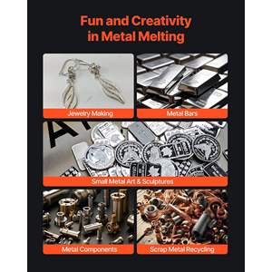 Fornace Elettrica per Metalli 1350W con Crogiolo in Ceramica da 3kg, Kit per Fusione Oro, per Creazione Gioielli e Forni Industriali - 1150°C per Barre Metalliche - Product Image 6