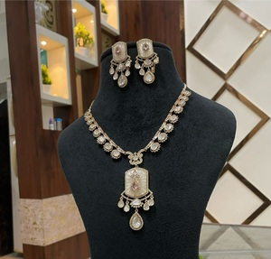 Elegant Premium Quality Alloy Gold Plated Moissanite Classic Necklace <b>Set</b> Earrings Anniversary Wedding Party <b>Gift</b> <b>Women</b> - Product Image 3