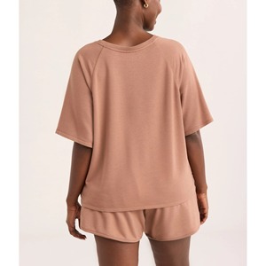 Women's <b>Sets</b> Summer Custom 225 Gsm Organic 100% Cotton <b>Lounge</b> Wear Oversized Short <b>Set</b> T-Shirt And Shorts 2 Piece <b>Set</b> Women - Product Image 2