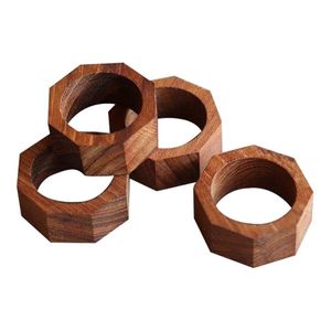 Anneaux de serviette en bois d'acacia de luxe moderne - Décoration de table ronde écologique et durable avec logo personnalisé pour les mariages et les fêtes - Product Image 5