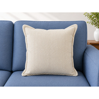 Housse de coussin en lin teint en fil de qualité supérieure DJENACOMPANY, motif rayé, passepoil contrastant, fermeture éclair |   Housse de coussin décorative