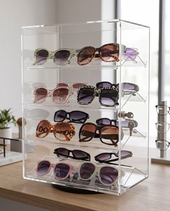 Mueble Moderno y Elegante para Mostrador de Óptica, Exhibidor de Ropa de Acrílico Transparente, Diseño de Esquina con 1 Estante - Product Image 6
