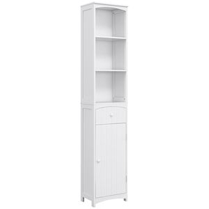 Mobiletto da Bagno Autoportante da 67 Pollici, Armadio Alto con 3 Ripiani e Cassetto, Bianco - Product Image 1