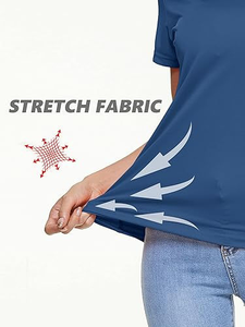 T-shirt de sport personnalisé pour femme, bleu marine, col rond, séchage rapide, respirant, pour entraînement, fitness, gym, course à pied - Product Image 2