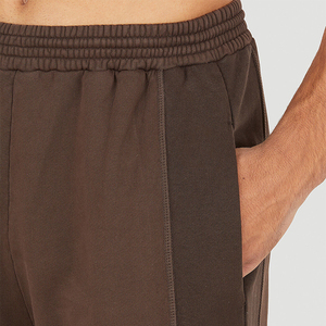 Pantalones de chándal de forro polar marrón de dos tonos con bloques de color, de corte holgado y pierna ancha, con cintura elástica, estilo lounge y casual, para hombre - Product Image 4