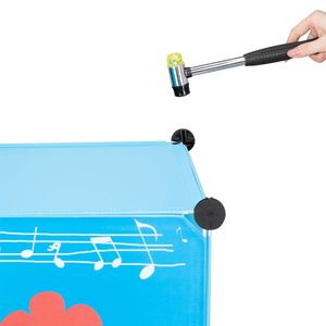 4-Layer 12-Grid Animal Patterned Rubik's Cube Wardrobe Plastic & Steel Wire 105*35*140cm 2 Hanging Rods for Kids' Furniture Sets - Product Image 4