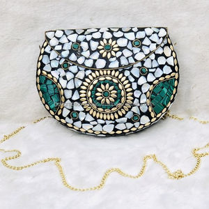 Luxury Women's <b>Vintage</b> Fashion Winter <b>Mini</b> Evening Clutch Denim Leather Canvas Lining Hand Shoulder Bag for Special Occasions - Product Image 4