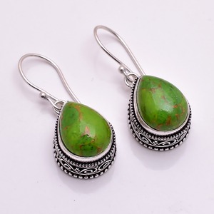 Vintage Tibetan 925 sterling silver plated <b>Drop</b> Antique Earrings With Turquoise Gemstone Bezel Setting Women's Jewelry Gift - Product Image 2