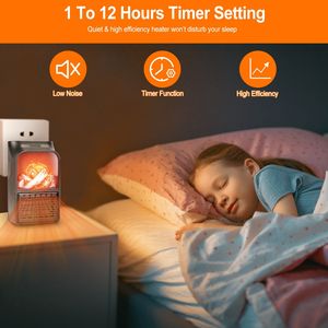 Calentador Eléctrico Enchufable de 800W con Chimenea Simulada, Rotación de 360 Grados, 2 Velocidades de Ventilación, Control Remoto y Temperatura Ajustable - Product Image 5