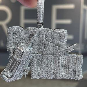 Joyería Hip Hop, Collar Personalizado de Plata de Ley 925, Colgantes con Letras, Moissanita VVS Baguette, Colgantes y Dijes Finos con Incrustaciones de Diamantes - Product Image 2