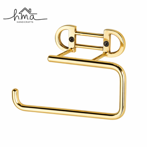 Antique Gold Brass Toilet Paper Holder Decorative Hand Grip Design Round <b>Wall</b> Mount Classic Cylindrical Rod Bathroom Fixture - Product Image 3