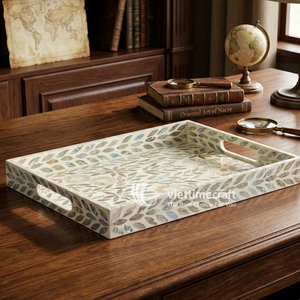 Bandeja con Incrustaciones de Mosaico, Bandeja con Incrustaciones de Madreperla con Asas, Centro de Mesa de Lujo con Incrustaciones para Mesa de Café - Product Image 5