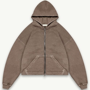 Zipper-Up Hoodie Men Women Plain Cotton Sweatshirt Printing Premium <b>Thick</b> <b>Fleece</b> Unisex Casual Winter Oversized Lined 400g - Product Image 2