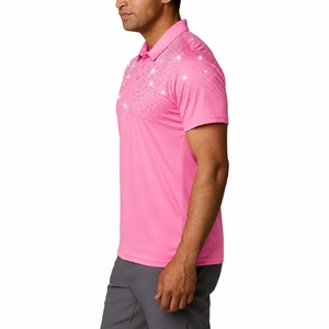 Men's Pink Short Sleeve for Shirt Rhinestone Design <b>Dot</b> Pattern Casual Knitted Breathable 100% Cotton <b>Eco</b>-Friendly Regular Fit - Product Image 4