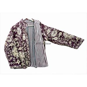 เสื้อแจ็คเก็ตคอร์ดูรอยปักลายซูซานีแบบดั้งเดิมสำหรับผู้หญิง เป็นมิตรกับสิ่งแวดล้อม ตกแต่งด้วยลายดอกไม้ คอจีน หรูหรา ทำด้วยมือ ระบายอากาศได้ดี - Product Image 2