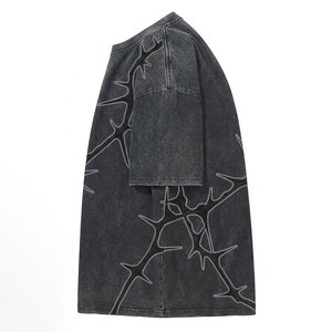 New Arrival Custom Logo Men's Clothing T-shirts Solid Printed 100% Cotton <b>Acid</b> Washed Half Sleeve Quick Breathable <b>Drop</b> Shoulder - Product Image 3