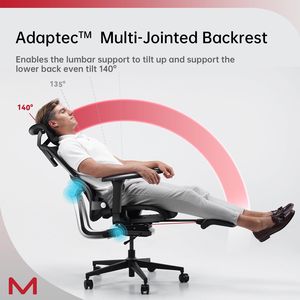 Sedia da Ufficio Ergonomica Q3-MT con Poggiatesta 2D Extra Large, Supporto Lombare in Gomma Morbida e Poggiapiedi, Sedia per Home Office - Product Image 5