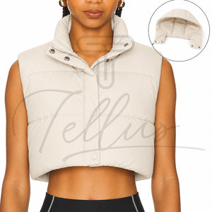 Chaleco Corto Acolchado de Alta Calidad para Mujer, Chaqueta Impermeable, Transpirable, Cortavientos, con Capucha, Ropa Exterior Informal - Product Image 4